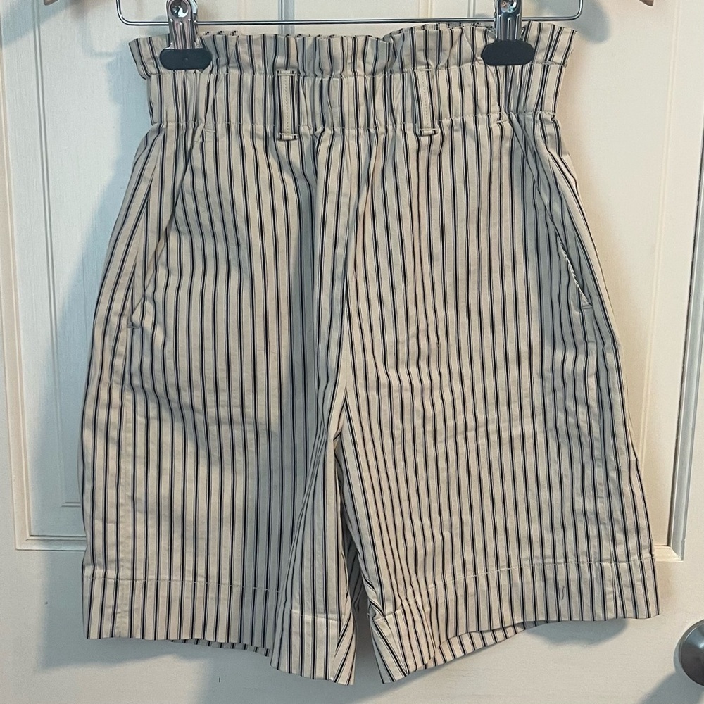Everlane Paperbag Bermuda Shorts XS Organic Cotton Striped Beach Vacation - Picture 4 of 10